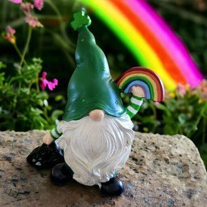 Gnome Holding Rainbow Outdoor Decorative 12" Garden Statue Figurine